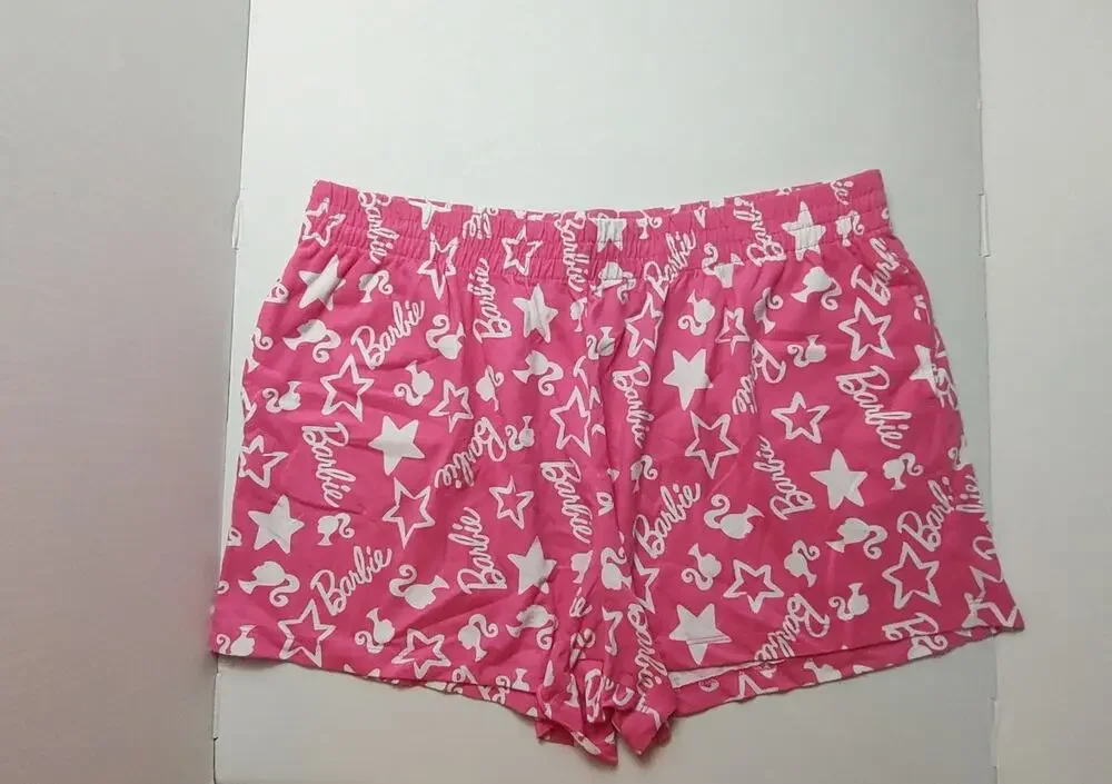 Barbie Mattel Pink & White Stretch Knit Stretch Pull-on Shorts Adult Women 2x